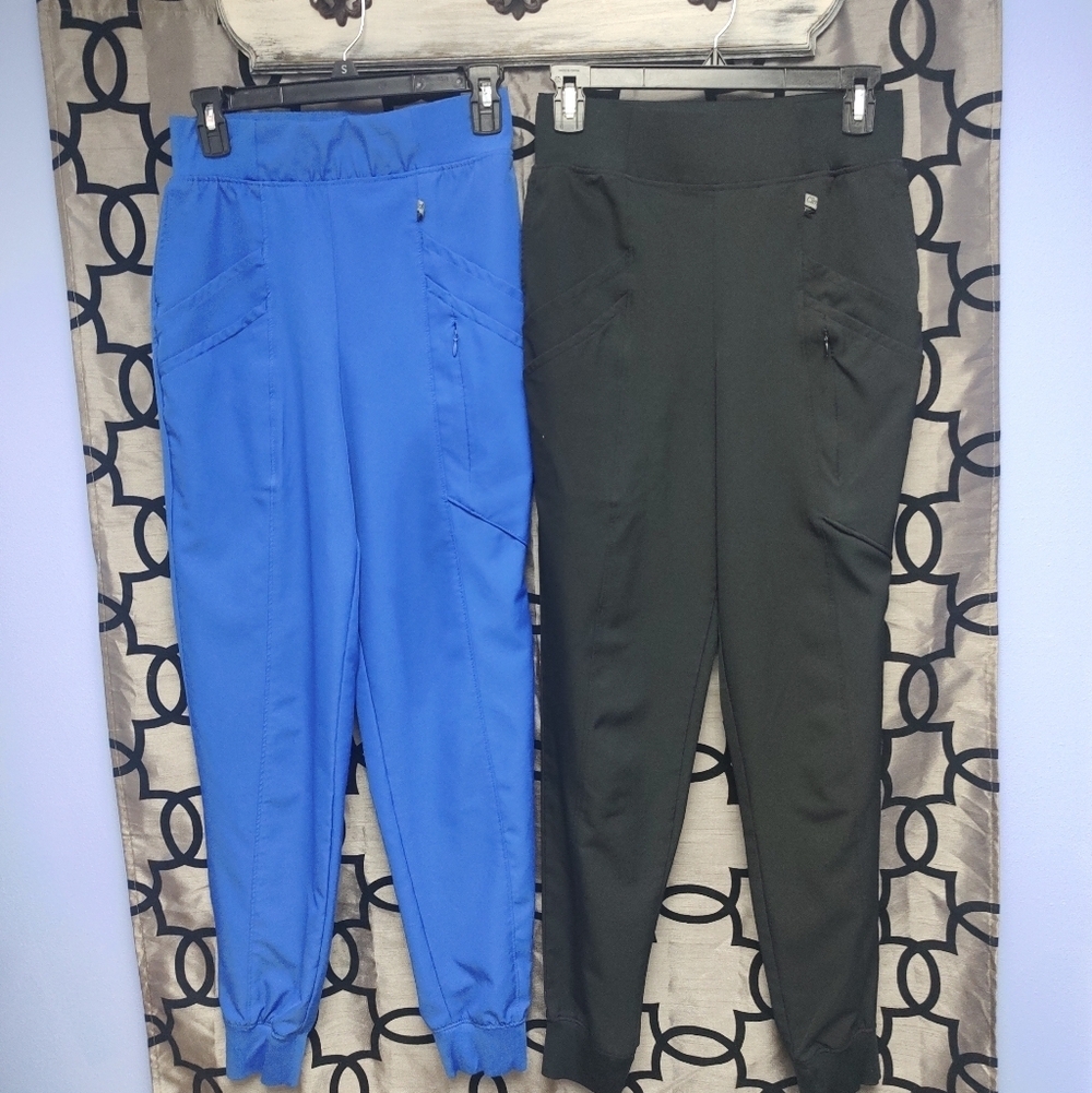 TWO Cuddle Duds Climate Right XS Blue and Black Scrubs Jogger Pants - Picture 2 of 12